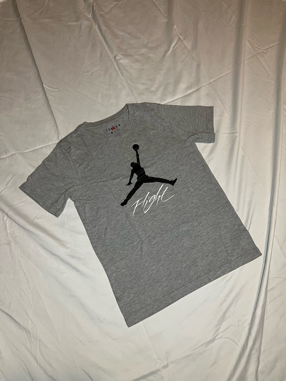 Jordan Grey Short Sleeve Tee with Black Jumpman Graphic